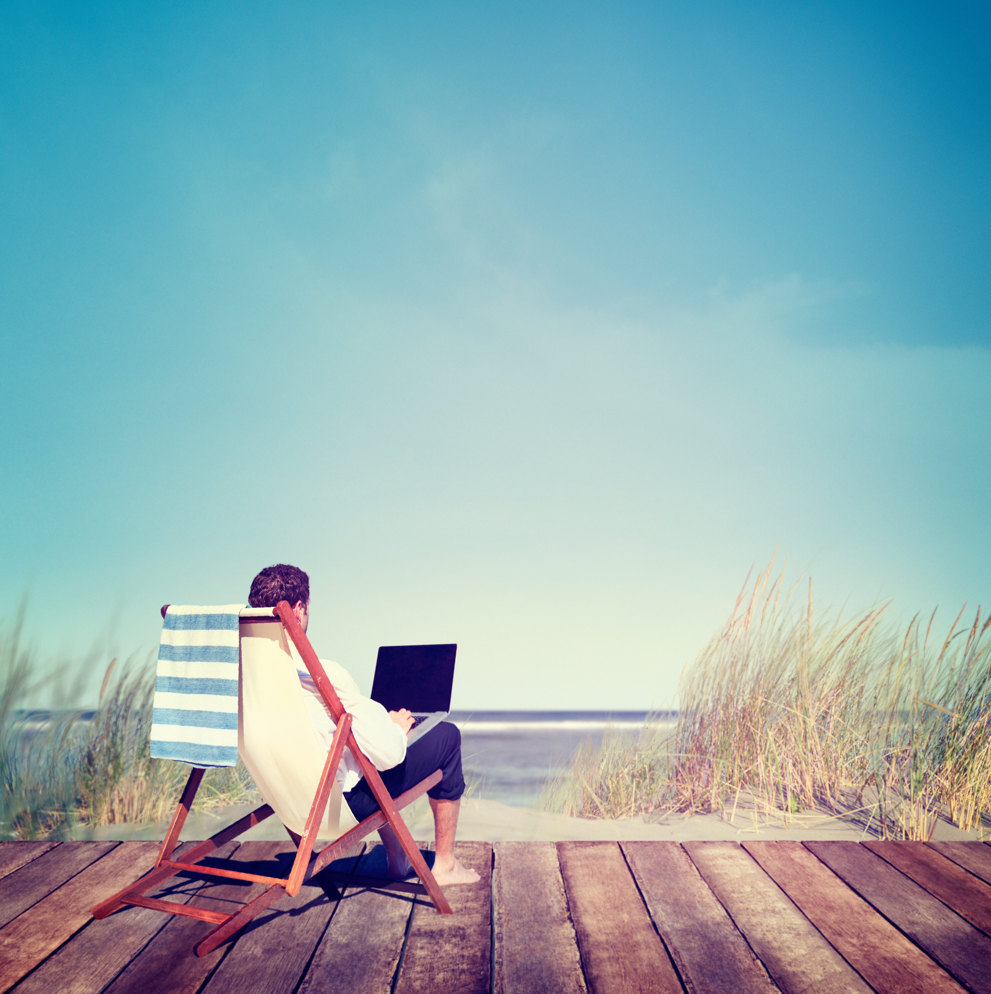 Businessman Working Summer Beach Relaxation Concept